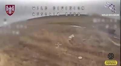 FPV drone hunts a russian soldier but finally decides to go for a bigger target