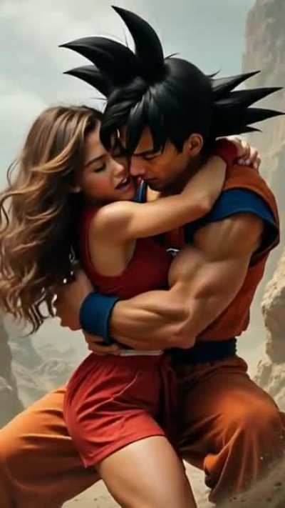 Goku squeezes a girl in the park