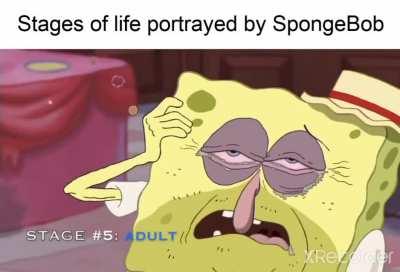 Stages of life portrayed by SpongeBob (from baby to old age)