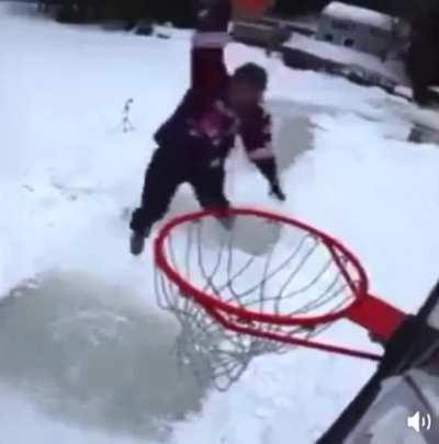 He hit that hoop hard