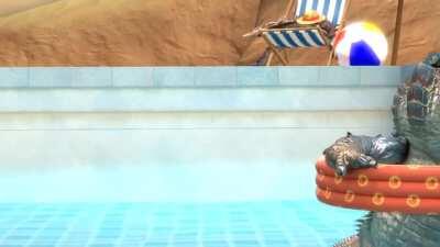 Dodo enjoys his trip to the pool...