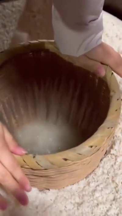 Filtering water from rice
