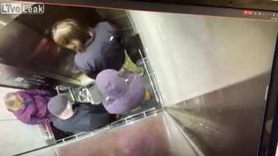 Covidiot barges in on full elevator, coughs on someone, gets butt kicked and dragged out