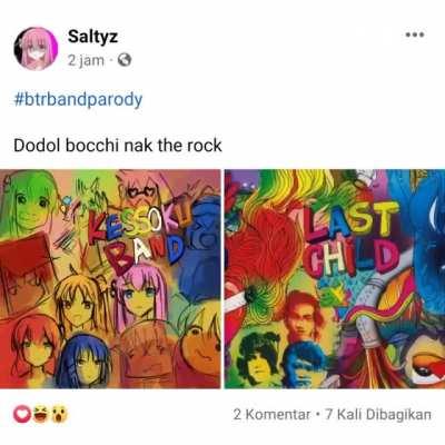 Trend yg lagi rame dikalangan netizen wibu lokal, membuat fanart cover album dengan karakter anime Bocchi the Rock #BTRbandparody