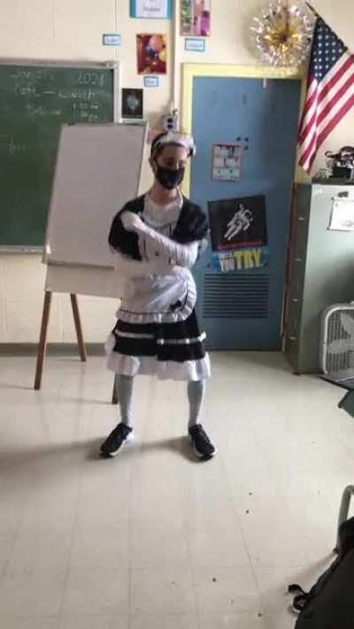 My friend came to school in this and had this song prepared, in total he did it 3 times