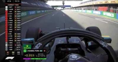 Nico Rosberg's brilliant insight: Lewis goes wide at Turn 14 on his push lap, Rosberg estimates that Lewis will be down by 4 tenths due to that mistake by end of the lap, Later Karun Chandhok confirms that Lewis exactly lost 4 tenths in the last sector. -