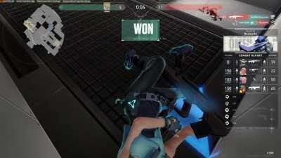 me and my friends were playing, and i tried out jett for the first time in a while. but my friend, who is wery acustummed with sove, played a little better than me.