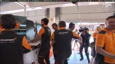 Happines of this man, just going and bear hugging everyone