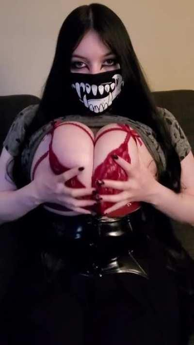 Mask on. Tits out. I can dig it