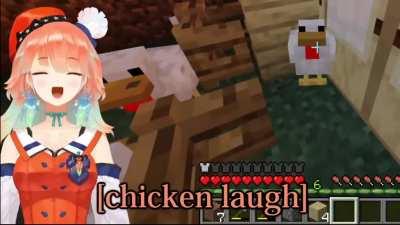 There goes the bravest chicken I've ever seen