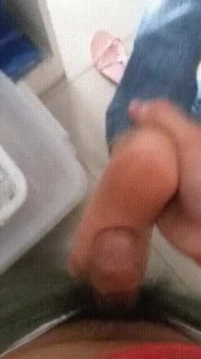 Boss' son came for a free use footjob with me, he went straight to kneeling and oiling up my soles to start a footjob, he came on them and left the cum on my soles to dry