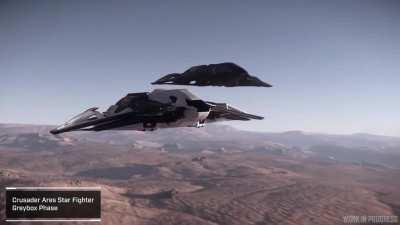 Shots of the Ares Starfighter from ISC in slo-mo