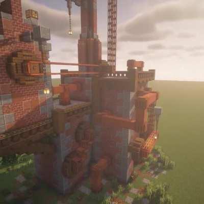 Steampunk inspired factory I made! Tried steampunk style for the first time. What do you guys think?