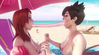 Tracer And Emily Dildo Deepthroat (Guilty) [Overwatch]