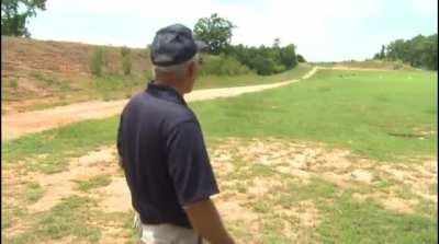 It took him more than one attempt, but he hit the target at 1000 yards from him!