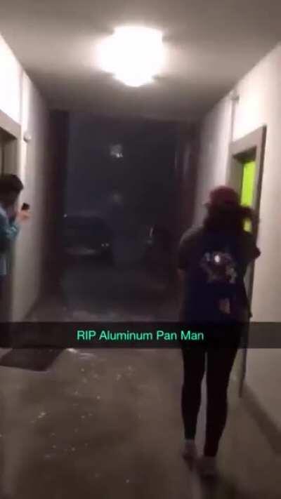 Going outside in a storm to roll up windows