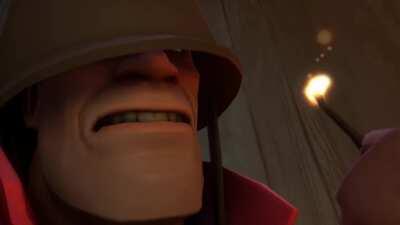 The soldier has opinions on fire.