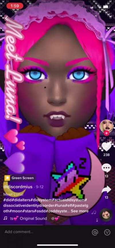 On all levels except physical, I'm an african-american pastel elven girl with neon colours