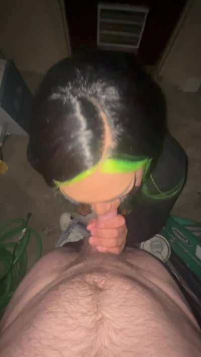 Had to suck his cock in the garage while his gf was sleeping 