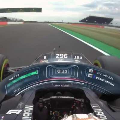 Verstappen through Copse, Maggots, Becketts & Chapel (5G+ 3 times)