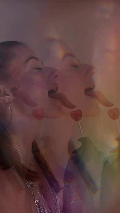 Lola Woo's long tongue