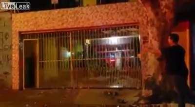 Man With Knife Gets Shot by a Brazilian Police Officer