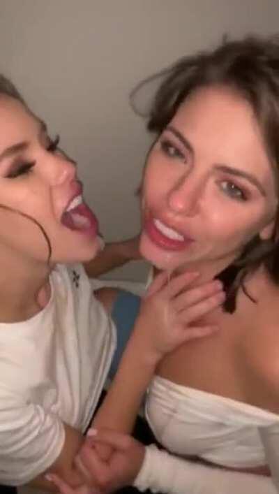 Megan rain and adriana chechik share a huge load
