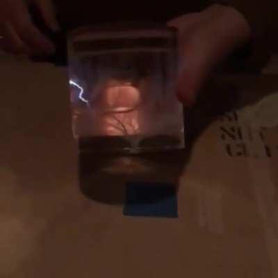 Trapping lightning inside plastic - the end results is what's know as a Lichtenberg figure