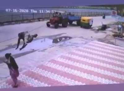 Letting wire hang loose near a busy highway