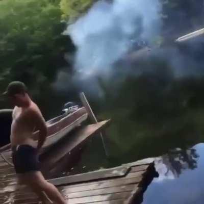 Guy launches a firework from his 🍑