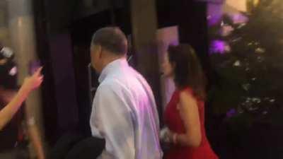 RNC guests are confronted by a sock monkey after leaving the event.