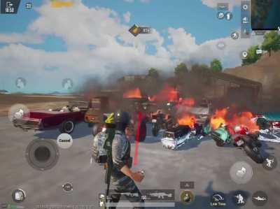 Was getting bored.. Aligned the cars next to each other.. Shoot them untill they catch on fire.. Throw grenade in the middle