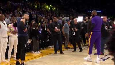 [Highlight] LeBron and Dillon Brooks have a chat pre-game