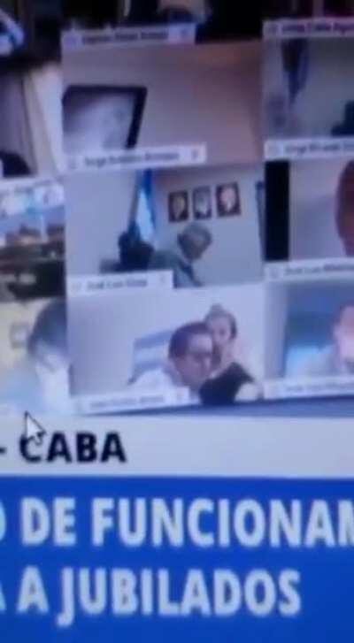 Argentine national deputy touching a woman during a virtual session of the Congress