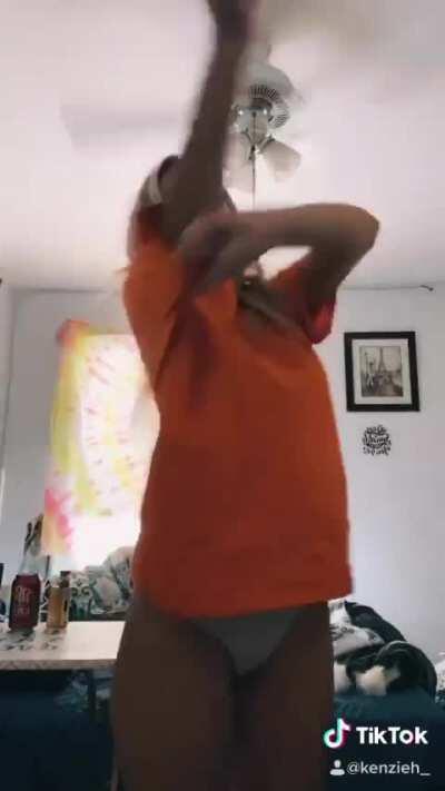 Kenzieh pulls her top off and dances