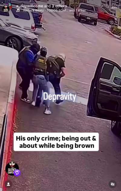 ICE in NYC kidnapped and disappeared a teenager and a man from a strip mall parking lot. The teenager is the one in foreground, but there is also a man in the background getting tackled off of his bike as well. (11/16/25)