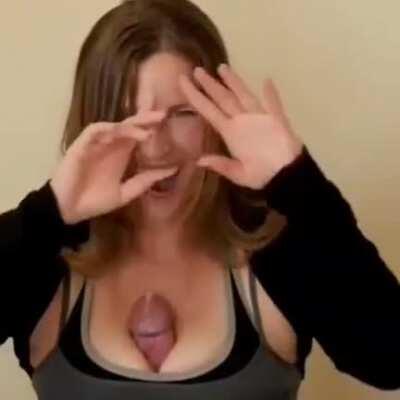 Squeezing Between Tits By Bra