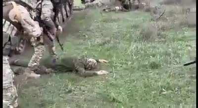 Footage taken by Ukrainian Troops of a Russian BMP driving to a Designated Surrender point.