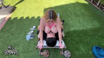 Getting smothered by Kianna’s massive MILF milkers!