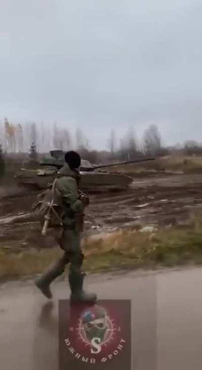 RU pov: Mobilized T14 Armata tank at training ground in Kazan being prepared for Ukraine deployment