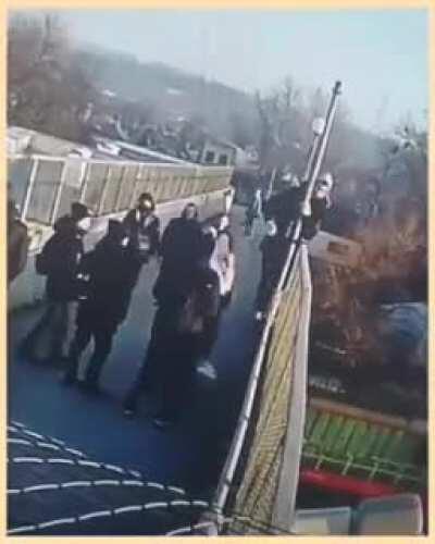 A schoolgirl in Russia tried to commit suicide but was rescued by brave passers-by.
