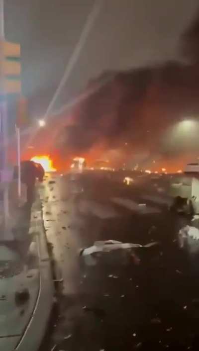 Aftermath of a small plane crashing in Philadelphia this evening