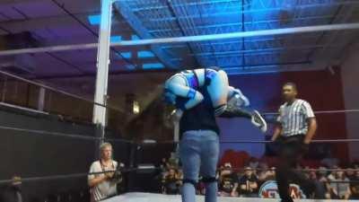 Skye Blue fireman carried by Axel Rico