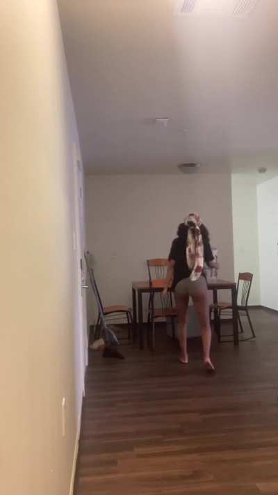 Walking with a wagon on her