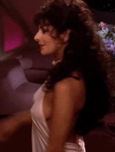 Deanna Troi (Marina Sirtis) in that one episode of ST:TNG (October 5 1992)