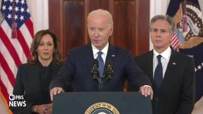 Dark Brandon flashes lazer eyes after announcing his ceasefire deal 