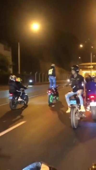 Another biker stunt with happy ending