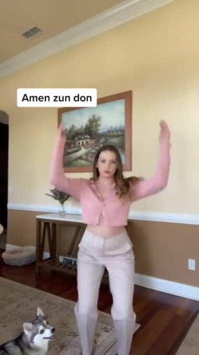 Her shirt’s holding on by 1 button 🥴