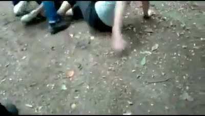 Dumbass obliterates leg going for the slam