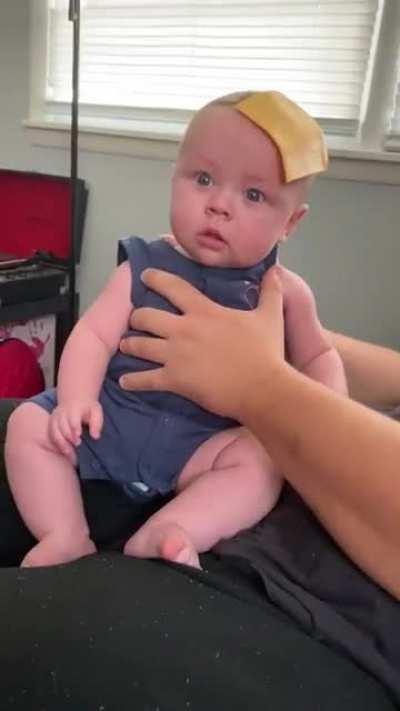 Cheese slice stops baby from crying